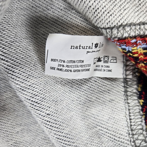 Natural Life Knit Trim Sweatshirt S/M Oversized Gray Raw Edge Boho Pullover - Picture 6 of 9